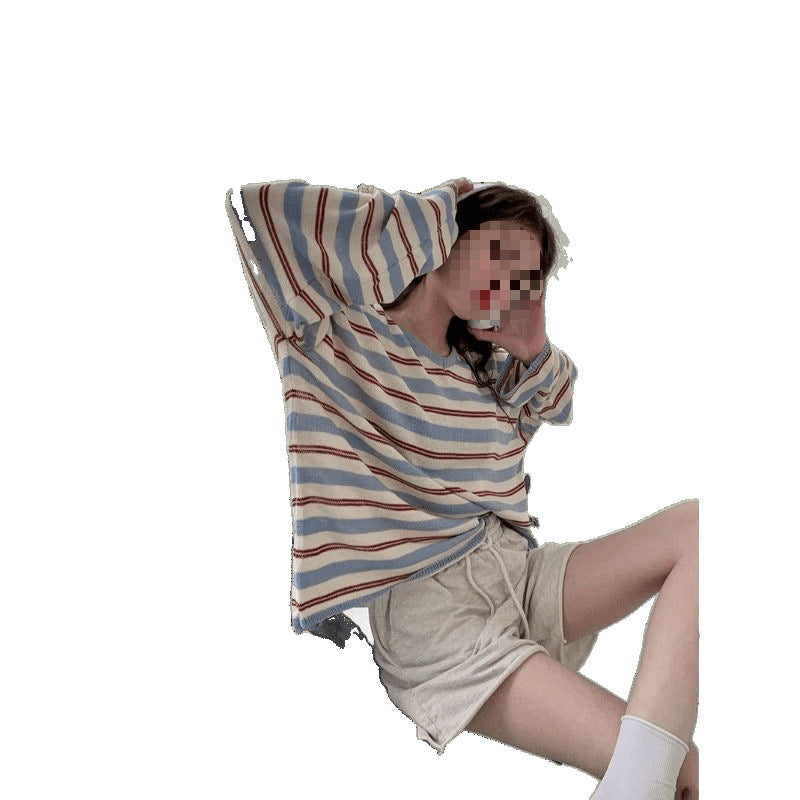 V-neck Loose Slimming Knitted Bottoming Shirt Top