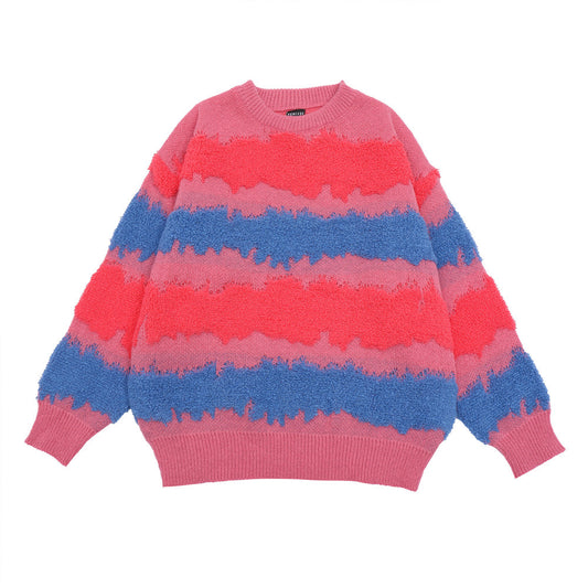 Striped Color-block Jacquard Sweater