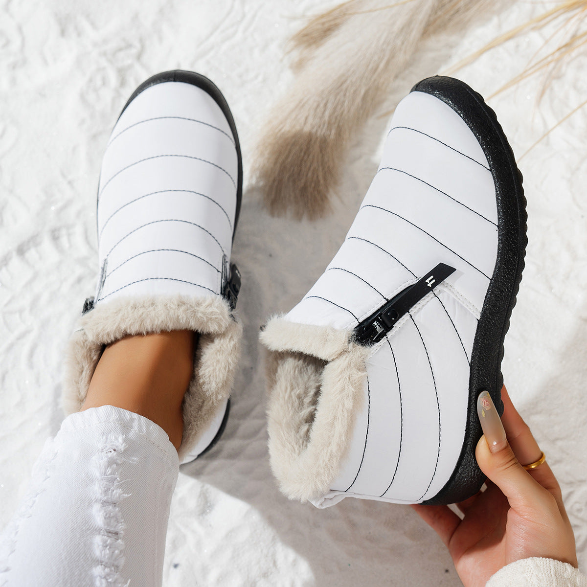 Waterproof Umbrella Cloth Snow Boots Low-top Side Zipper Non-slip Cotton-padded Boots