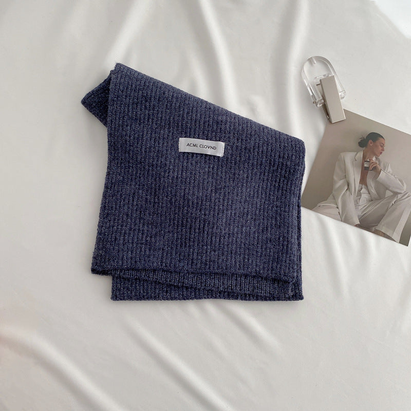 Women's Monochrome Thick Wool Knitted Scarf