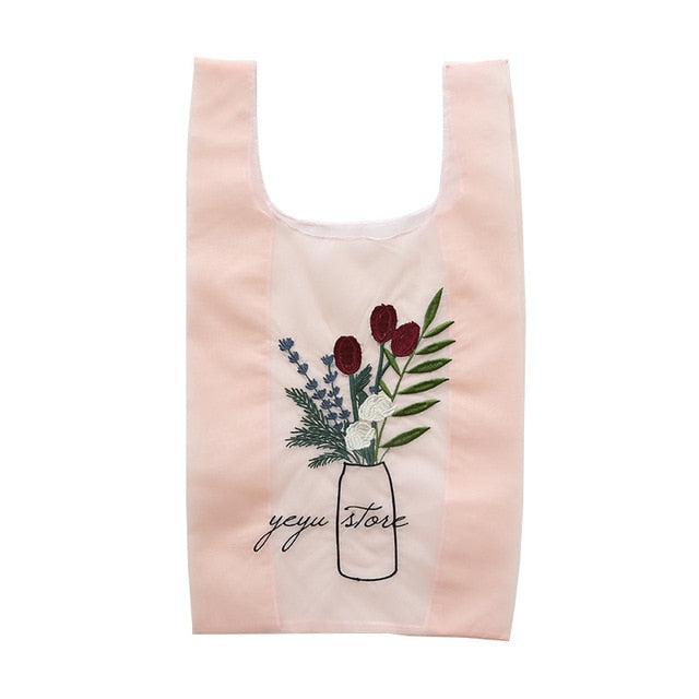 Net yarn embroidery transparent clutch