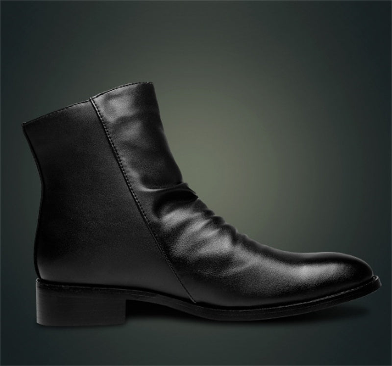 Rivet Men's Shoes Warm Pointed Toe Leather Men's High-top Boots