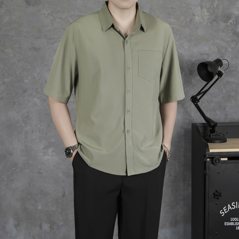 Summer Drape Men's Short-sleeve Thin Breathable Casual Shirt