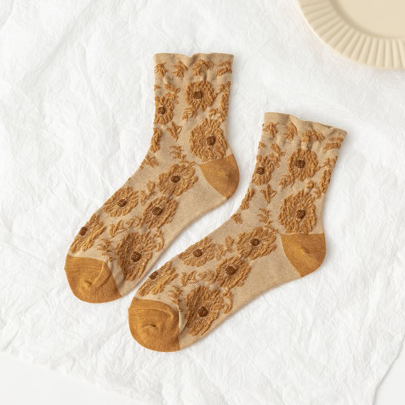 Ladies in tube socks retro small flower tube pile pile socks