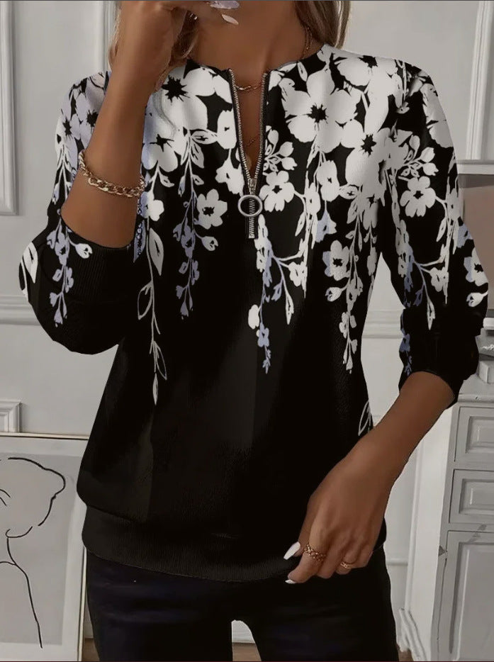 Printed Raglan Sleeve Long-sleeved Women's Sweatshirt