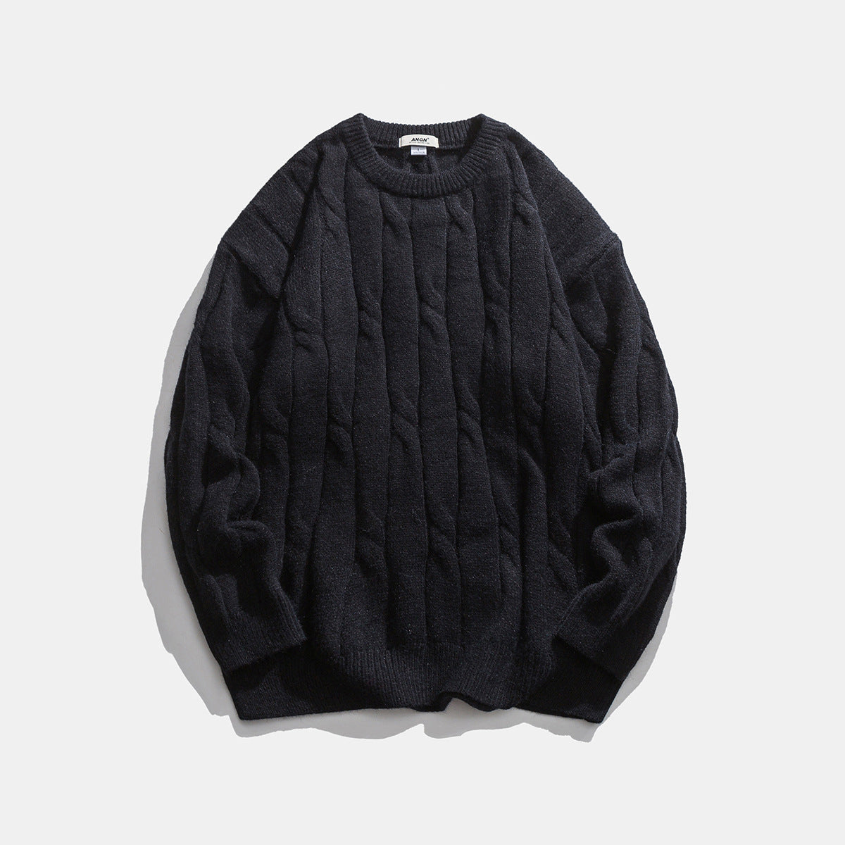 Men's Pure Color Simple Round Neck Pullover Sweater