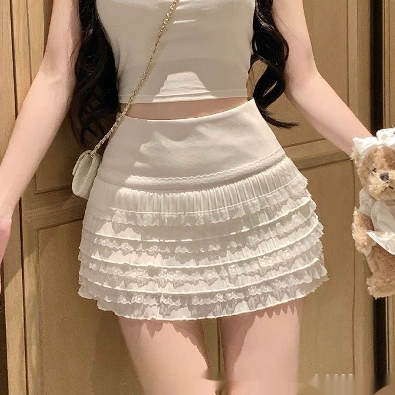 Sweet Lace High-waist Bodycon Skirt
