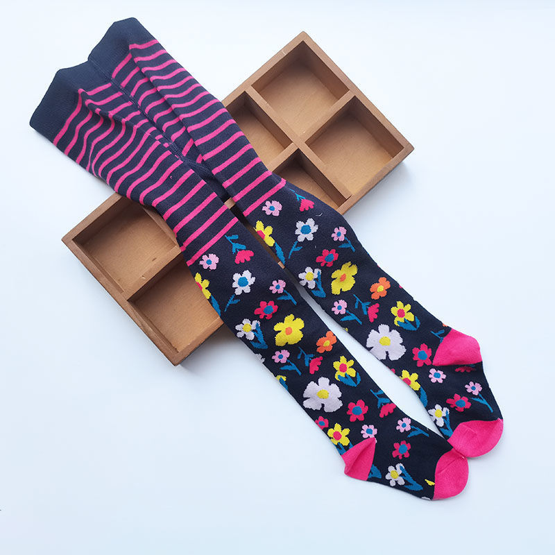 European And American Style Girls' Contrast Color Pantyhose Cotton