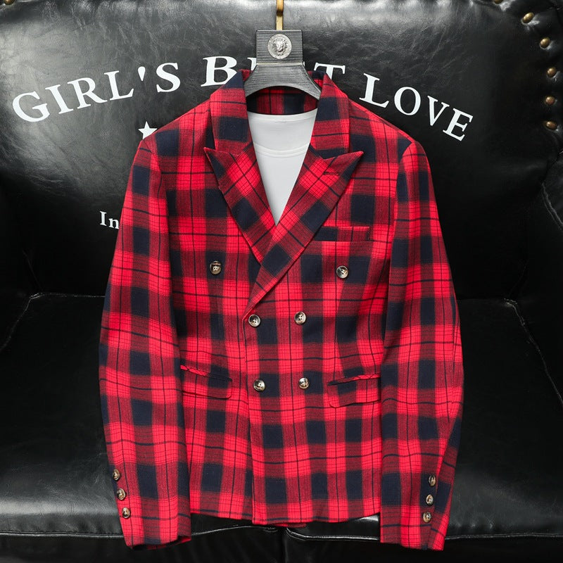 Men's Slim-Fit Plaid Business All-Match Blazer