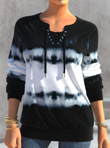 Gradient Printing Fashion Loose-fitting Long Sleeves Sweater