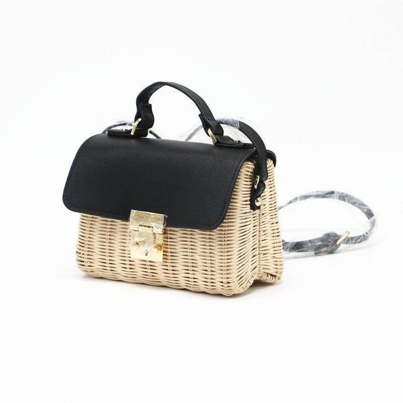 Flap woven crossbody bag portable beach bag