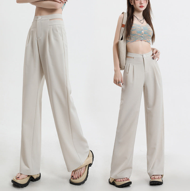 High Waist Slimming Narrow Straight Wide Leg Pants