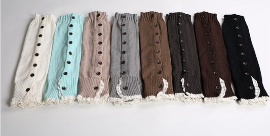 Laamei New Foreign Trade Christmas New With Button Lace Socks Twist Socks LEg Warms Europe And The United States Set 1 Double