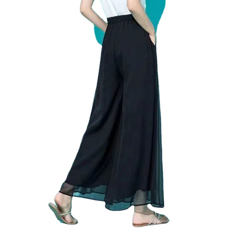 Draping And Pocket New Ice Silk Chiffon Ultra-thin Pants