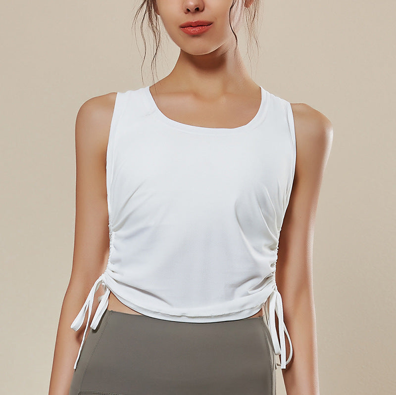 Women's Sleeveless Sports Top Drawstring Yoga Clothes