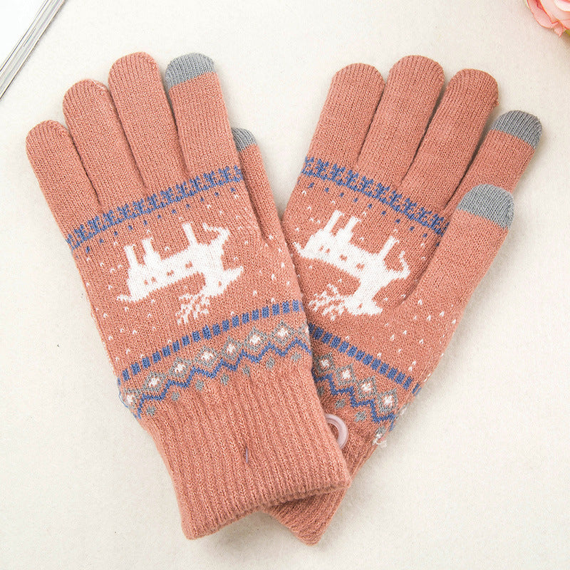 Fawn strikhandsker kolde varme touch screen uldhandsker