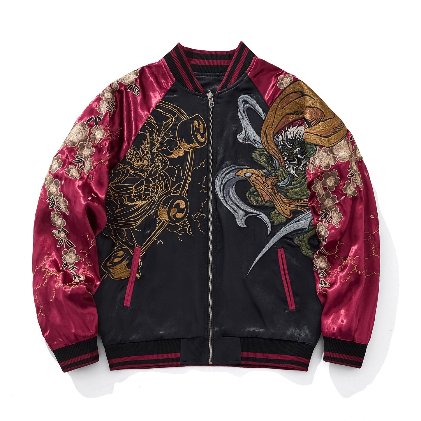 Mens Loose Fit Polyester Embroidered Chinese Style Jacket
