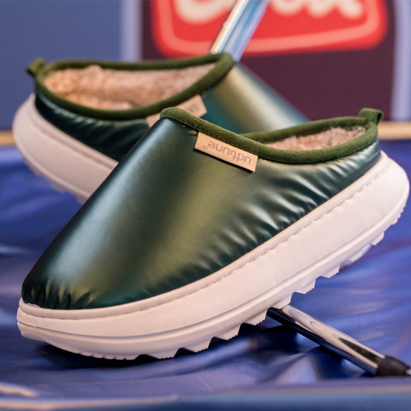 Down warm cotton slippers in autumn and winter