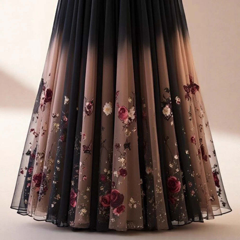 Flab Hiding Gentle Sweet Printed Skirt For Women