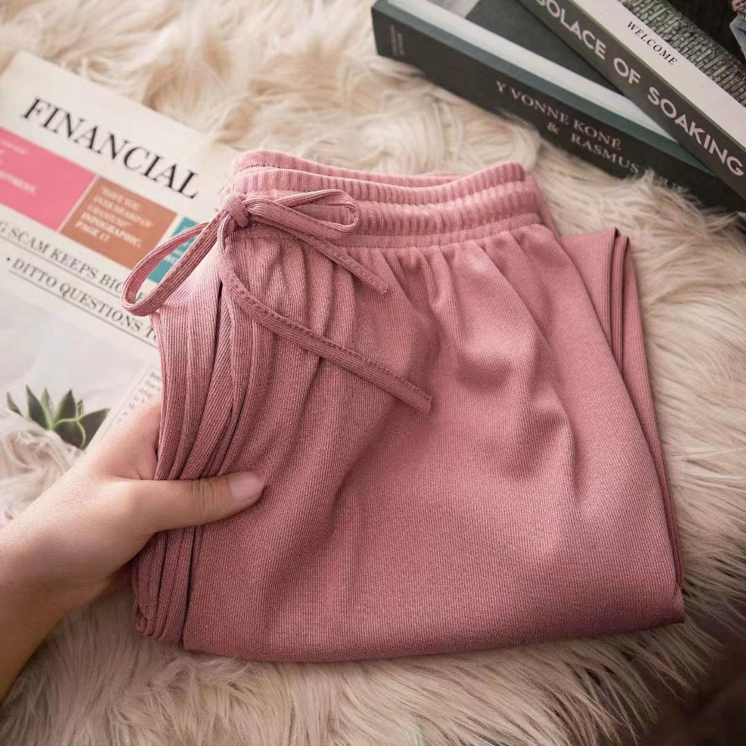 Women's Summer High Waist Loose Drooping Straight Casual Pants
