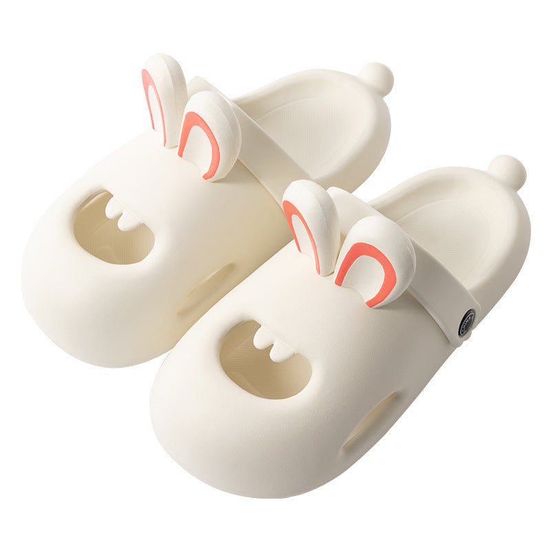 Summer New Women's Buck Teeth Rabbit Hole Shoes Poop Feeling Outdoor Household Soft Bottom Slippers Non-slip