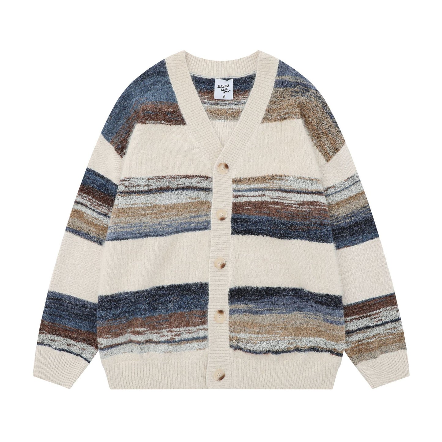 Men's Rainbow Striped Gradient Sweater Cardigan