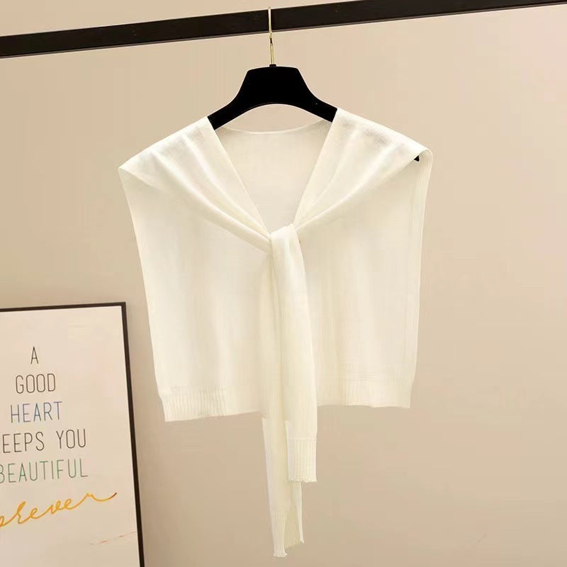 Knitted Striped Shawl Outer Match High-end