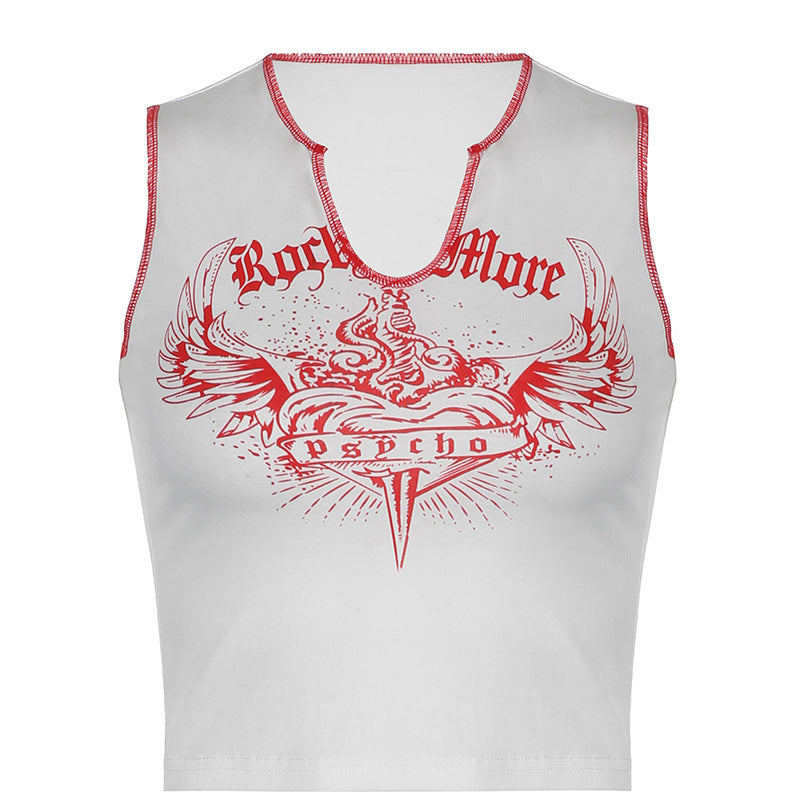 Women's Contrast Color Short Sleeveless Vest Top