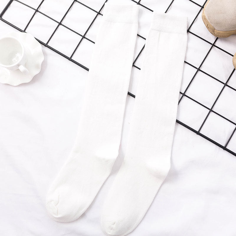 Solid Color Cotton Women's Socks Color Basic Calf
