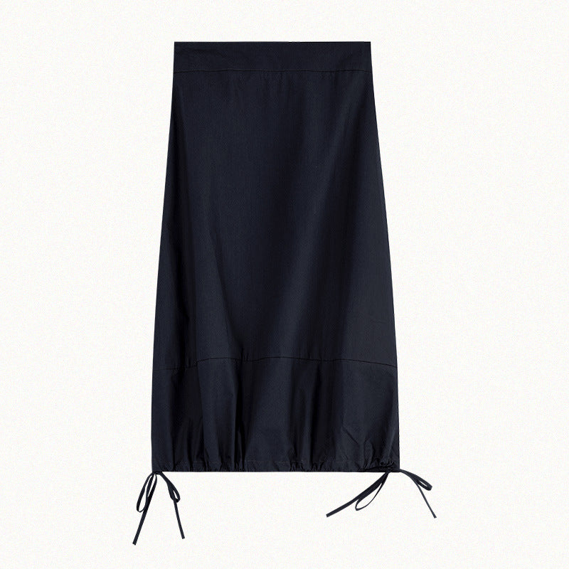 Elegant Simple Korean Style Drawstring At Hem A- Line Skirt