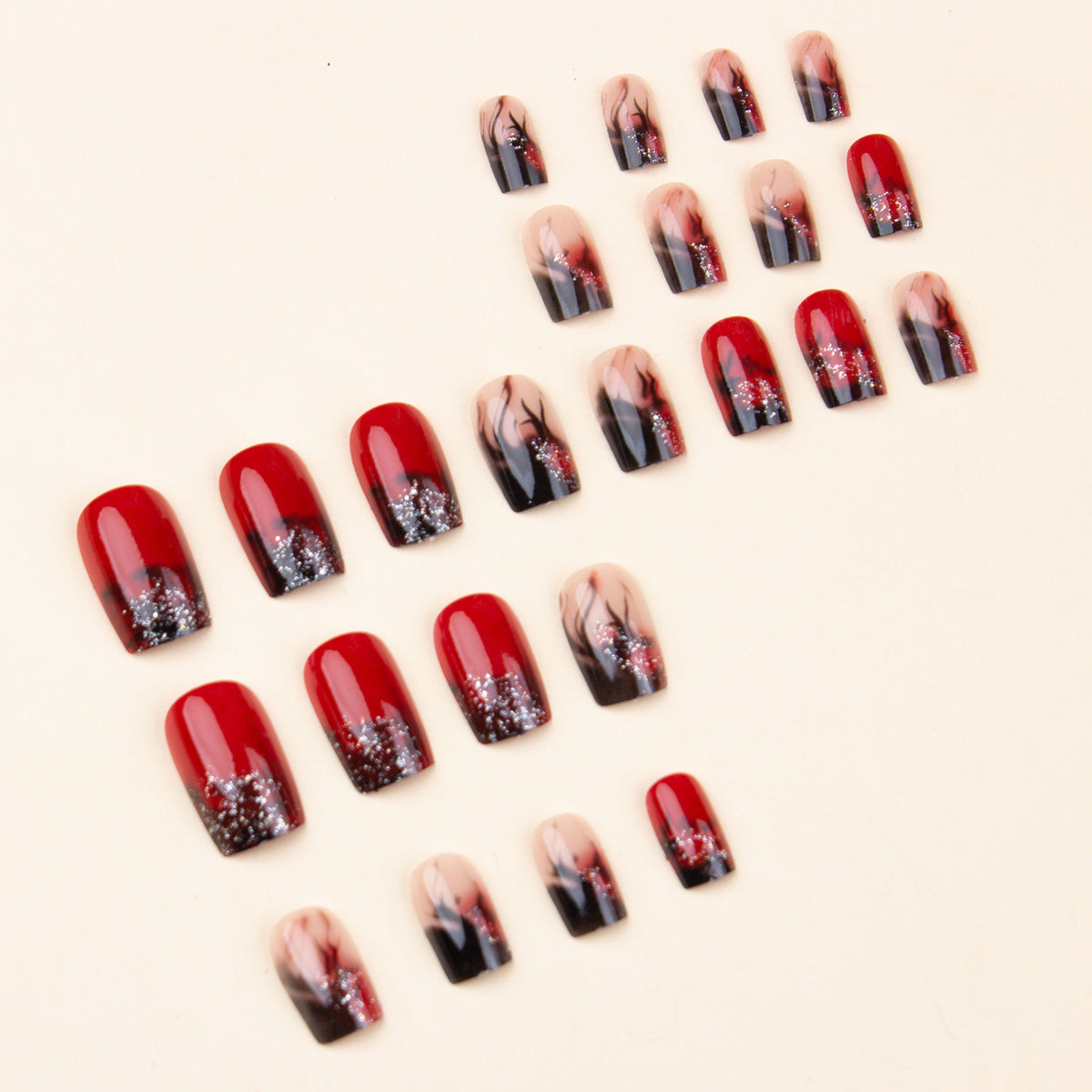 Colorful Flame Fire Pattern Fake Nail Patch