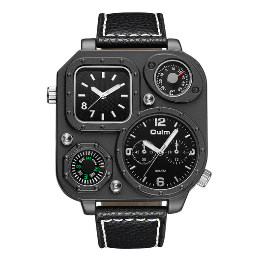 Square Punk Dual Display Dial Men's Multifunctional Sports Personality Belt Watch