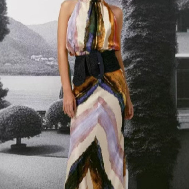 Sleeveless Wrap-Style Decorative Single-Breasted Lapel Dress Set