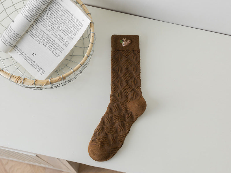 Stockings In Women's Stockings Embroidered With Reverse Yarn