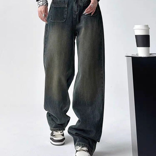 High Waist Slimming Loose Wide Leg Mop Pants