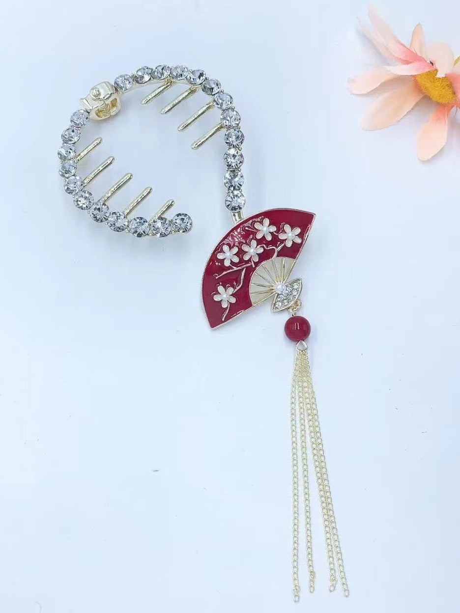 Light Luxury Zircon Fan Shaped Ball Buckle
