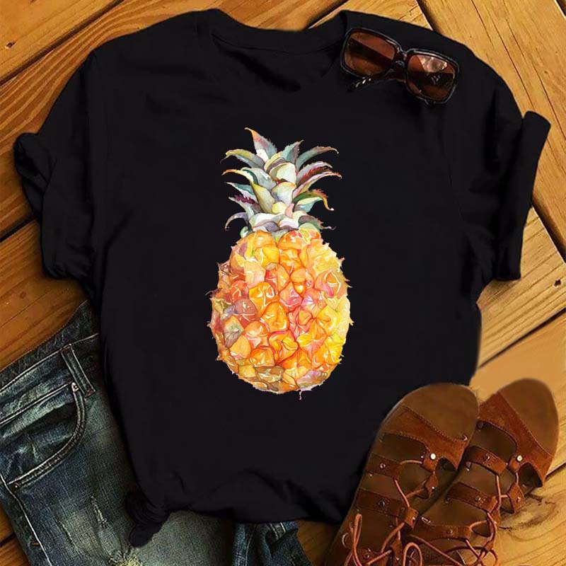 Dame T-shirt Mode Ananas Print Top