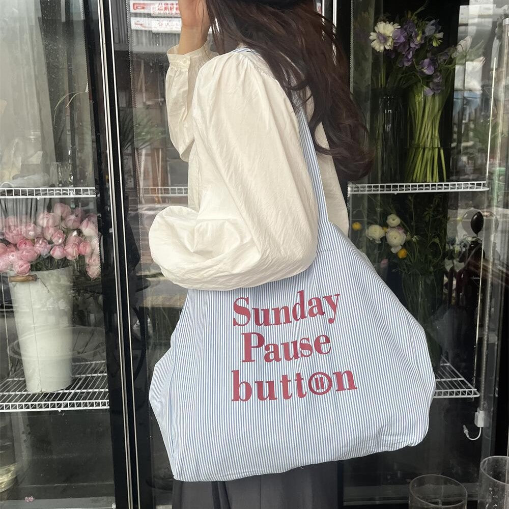 Large-Capacity Letter-Striped New Tote Bag
