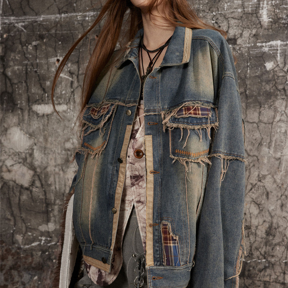 Men's Spring And Autumn Loose Casual Design Sense Washed And Worn Turn-down Collar Coat