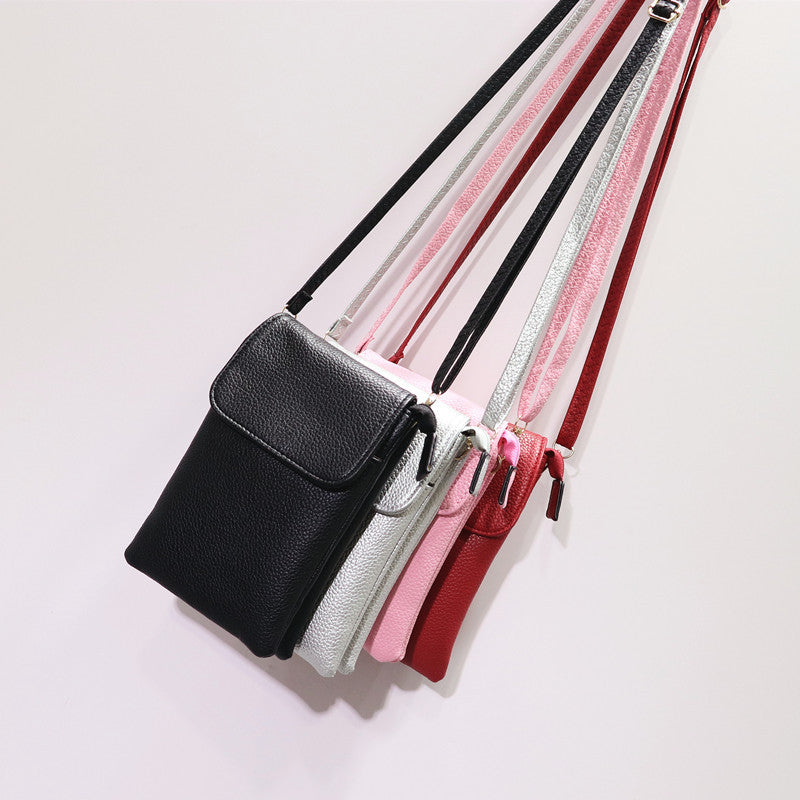 New Style Soft Leather Zipper Mobile Phone Bag For Women