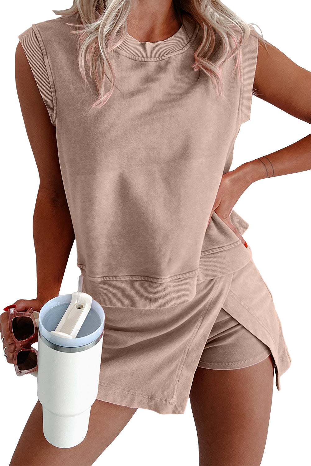 Solid Color Fashionable Casual Suit For Women