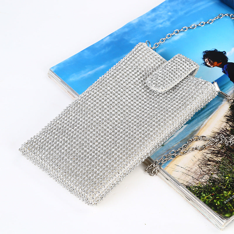 Dame Cross-body Skuldertaske Lille Taske Rhinestone Aften Vertikal Aftentaske