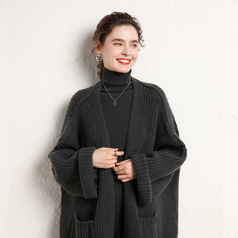 Loose Design Coarse Yarn Knitted Coat