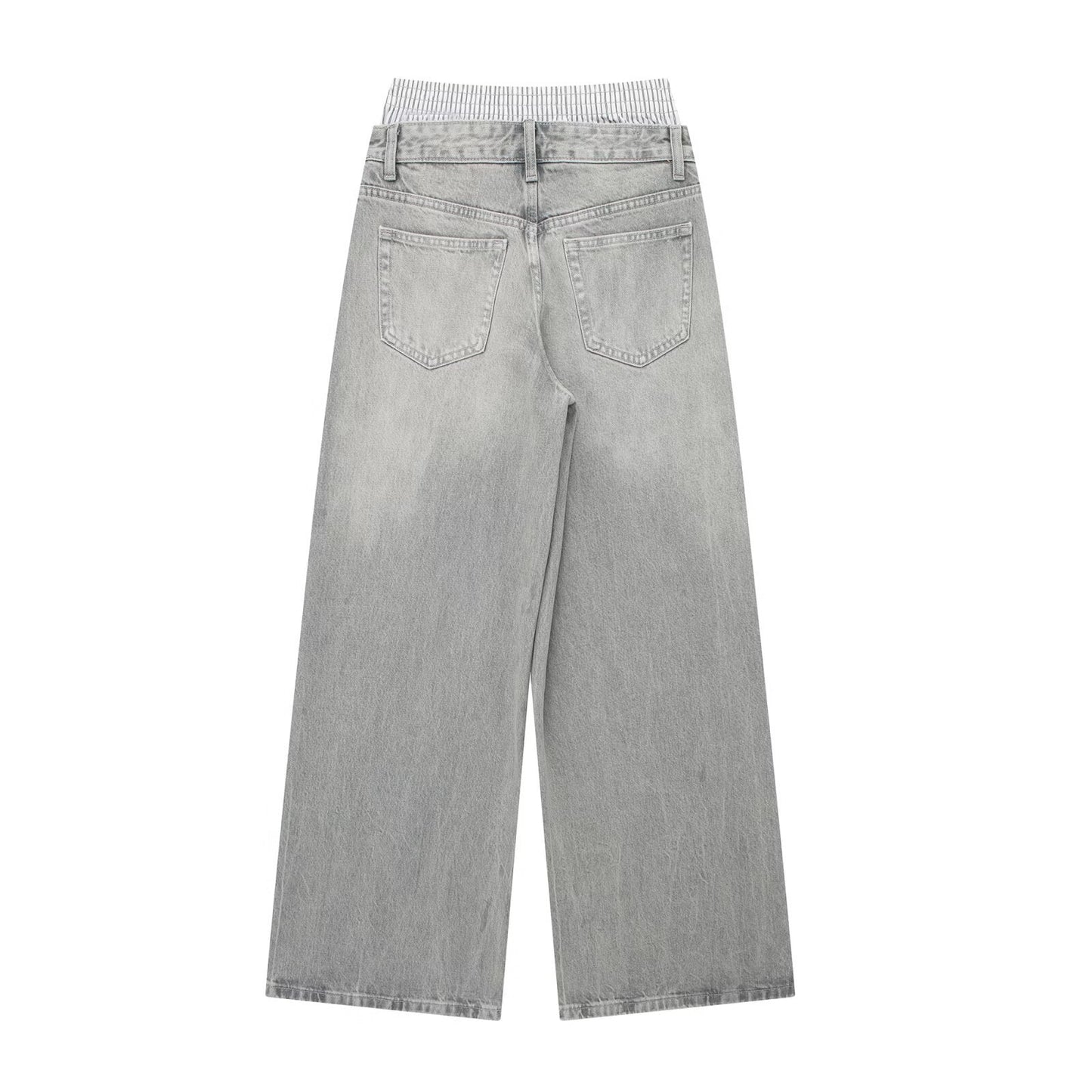 Fashionable lavtaljede bokser-jeans med brede ben