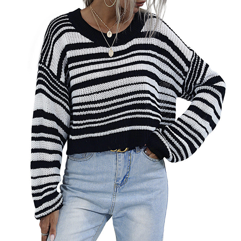 Base Knitwear Short Striped Sweater Women