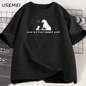 Summer Loose Short Sleeves T-shirt Men's And Women's Round Neck
