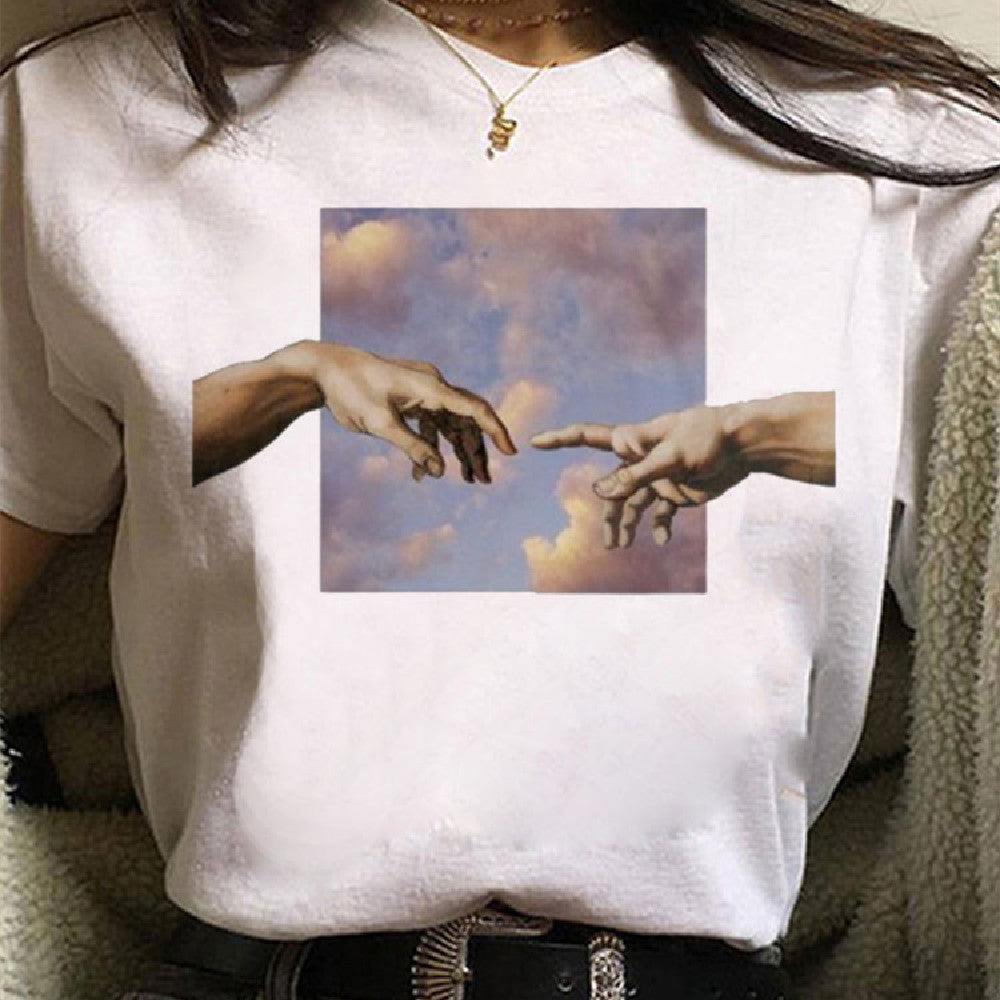 European And American Alphabet Print Short-sleeved T-shirt