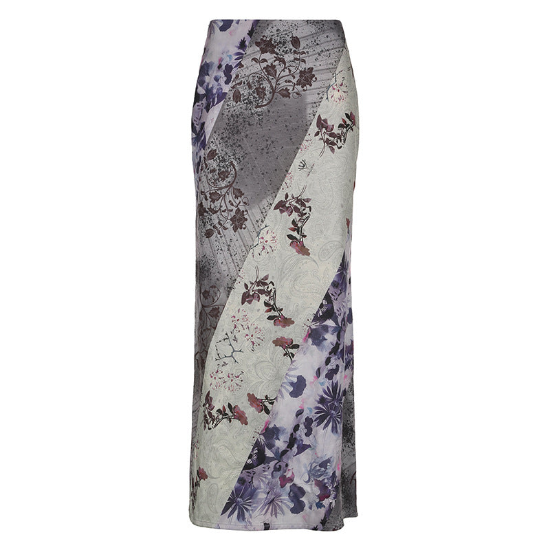 Women's Vintage Floral Printed Woven Skirt