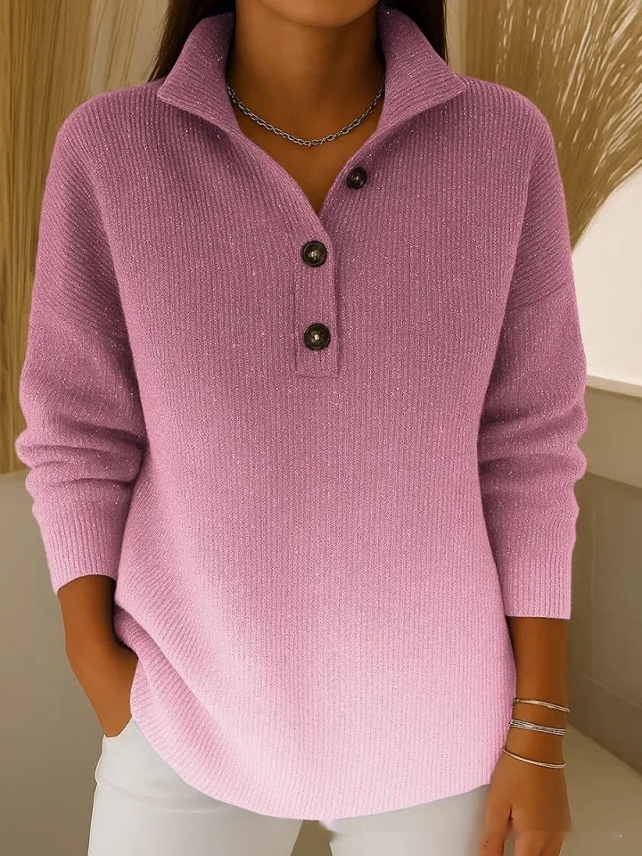 Simple Relaxed Fit Retro Long Sleeve Top For Women