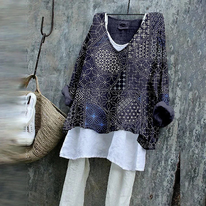 3D Digital Print Women's Crew Neck Fashionable Long Sleeve